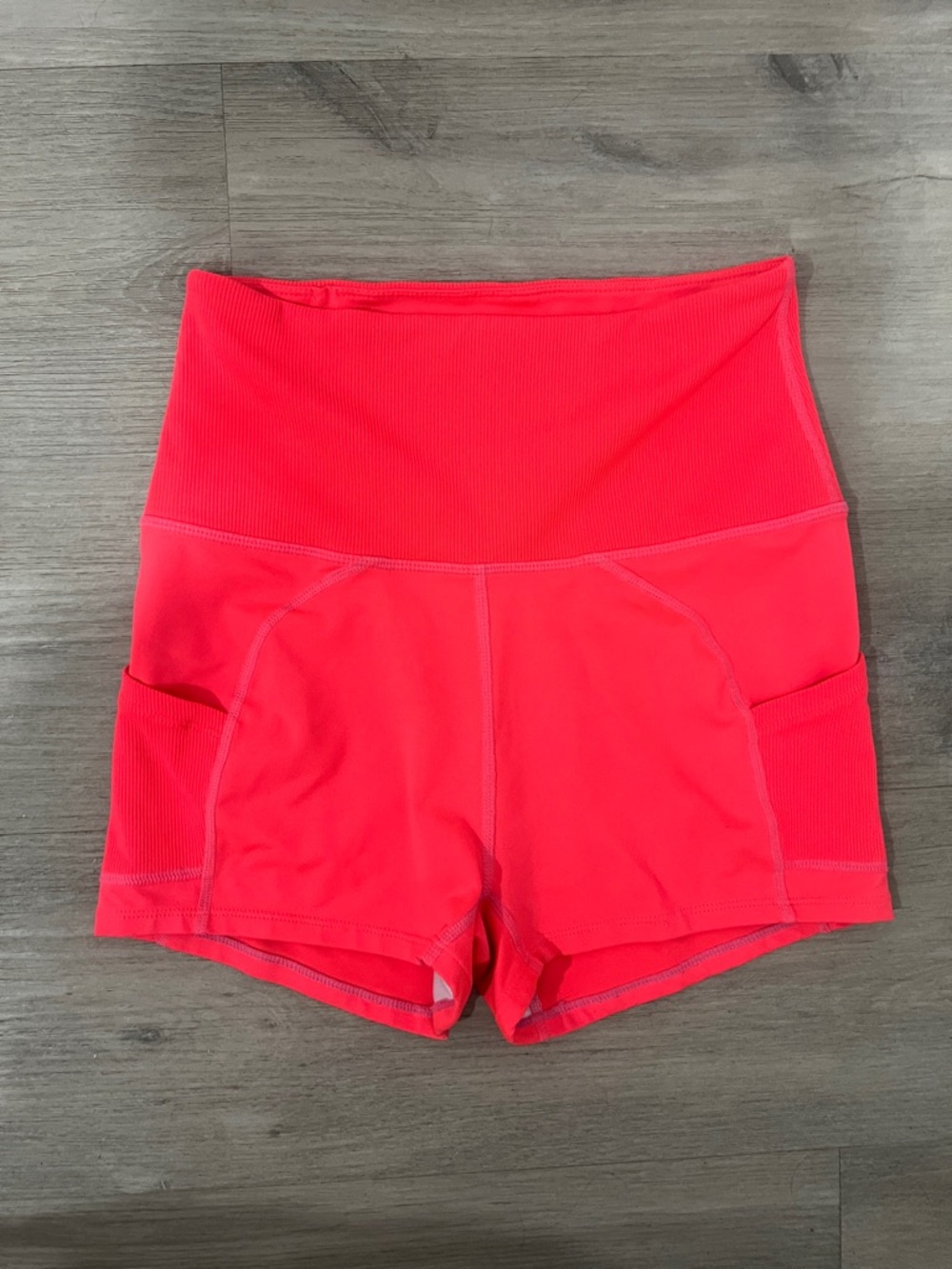 FP‎ Movement by Free People Neon Coral Athletic High-Waist Shorts Size Small